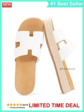 Platform Wedge Espadrille Sandals Slip On Open Toe H-Band Summer Slides